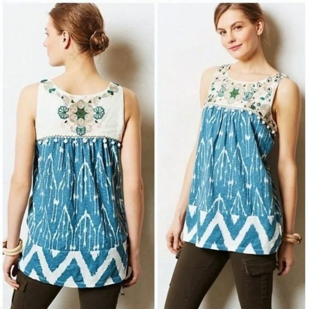 Anthropologie • Floreat Cascata Embroidered Tunic Top || Medium - Picture 1 of 4